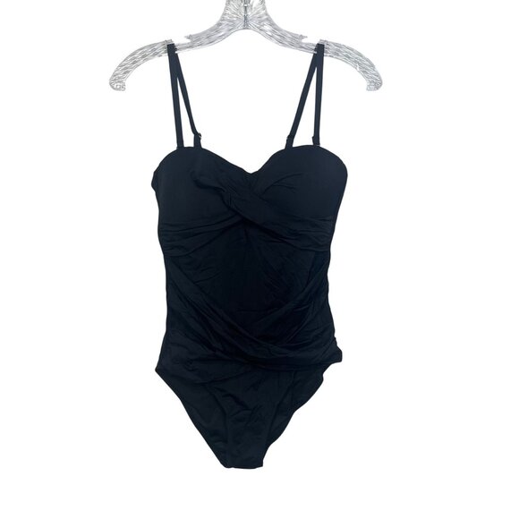 Holipick One-Piece Swimsuit Ruched Adjustable Straps Black Size Small New - Picture 1 of 8